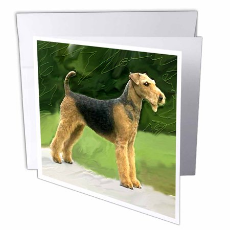3dRose Airdale Terrier - Greeting Card, 6 by 6-inch
