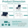 thumbnail image 2 of MEETWARM 5 Pieces Outdoor Patio Rattan Furniture Sets, All Weather Patio Wicker Conversation Set - 2 Rocking Swivel Chairs 1 Rattan Loveseat Glider with Cushions, 2 Coffee Table, White Wicker/Navy, 2 of 8