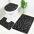 thumbnail image 3 of COFEST 3-Piece Bathroom Carpet Set Soft Non Slip, Absorbent Bath Mat with Cobblestone Design, Machine Washable Plush Bathroom Rug Set Black, 3 of 5