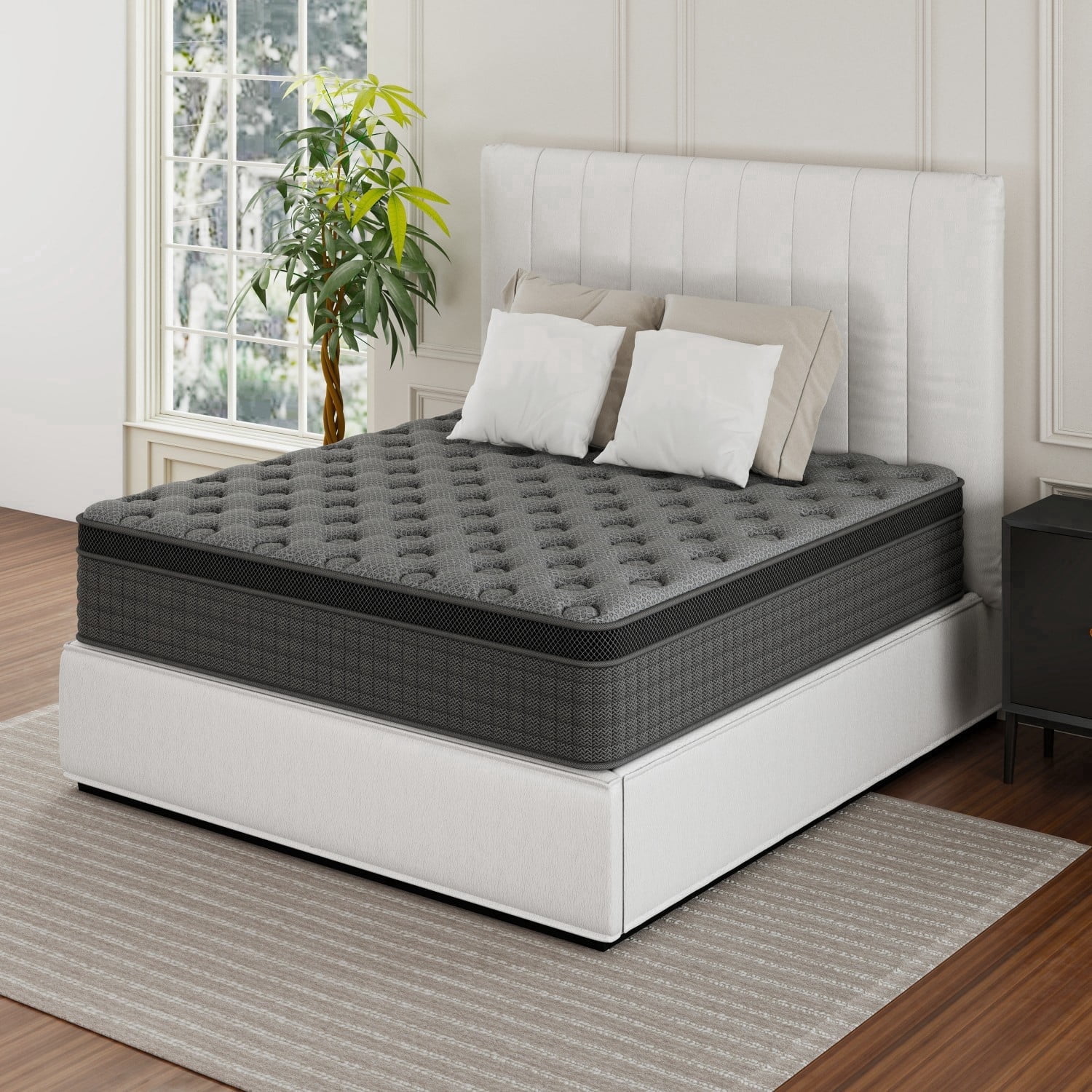 Oasskyo12 in Twin Mattress in a Box, Cooling Gel Memory Foam Hybrid Mattress, Medium Firm Twin Size Mattress with Individually Wrapped Pocket Coils, CertiPUR-US Bed in a Box for Home Bedroom