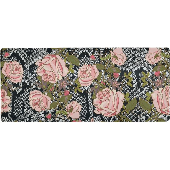 Pink Rose Snake Skin Animal Print Large Gaming Mouse Pad Big Mousepad Mice Keyboard Mat with Non-Slip Rubber Base for Computer Laptop Home & Office, 31.5 X 11.8 inch