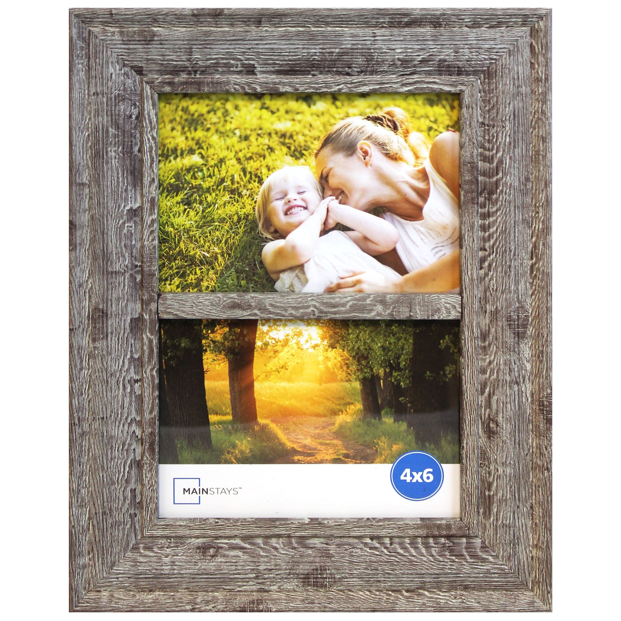 Mainstays 2Opening 4x6 Bevel Walnut Tabletop Picture Frame