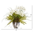 thumbnail image 2 of Nearly Natural 25” Phalaenopsis Orchid, Succulent and Fern Artificial Arrangement in Silver Vase, 2 of 2