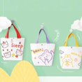 thumbnail image 2 of Portable Cartoon Beach Bag Cartoon Animal Printed Tote Picnic Bag Food Tote Lunch Bags Canvas Shoulder Bag GREEN, 2 of 8