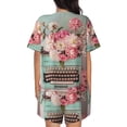 thumbnail image 3 of Lsque Vintage Typewriter Floral Women's Short-Sleeved Pajama Set - 2 Piece Soft and Lightweight Sleepwear Set-Medium, 3 of 9