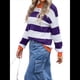 thumbnail image 3 of Suéter A Rayas para Mujer, Sudadera de Larga con Cuello Redondo y Bloques de Color, Estilo Preppy Y2K. Púrpura XL, 3 of 10