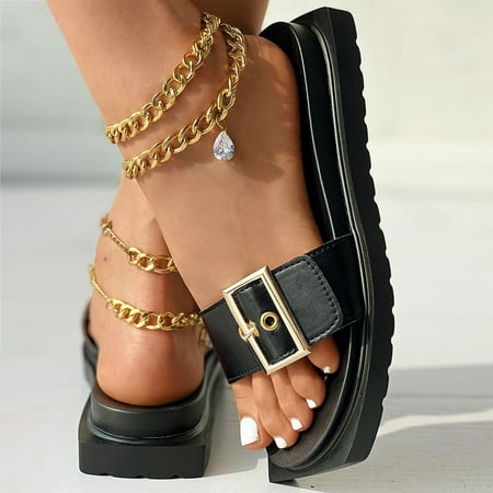 

PEASKJP Summer Sandals for Women 2023 2023 Women Lightweight Round Toe Summer Open Toe Casual Sandals Slippers Shoes Women Sandals Black 7.5