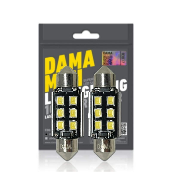 36mm: Dama Mini Festoon 6000K White LED Bulbs w/ CANbus 6SMD | Pack of 2