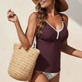 thumbnail image 6 of Tankini Swimsuits for Women Floral Print V Neck Top Bikini Bottoms Two Piece Swimsuit Set Summer Casual Plus Size Loose Comfy Beach Vacation Swimwear 2 Piece Bathing Suit, 6 of 8