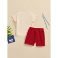 thumbnail image 5 of vera natura Baby Boys Shorts Set, Short Sleeve Embroidery Letters T-shirt with Elastic Waist Shorts Summer Outfit for 4th of July, 5 of 8