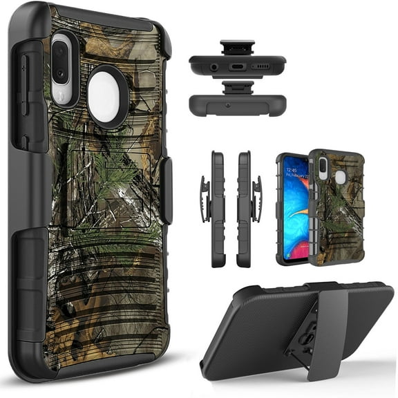 Samsung Galaxy A01 Case, Dual Layers [Combo Holster] And Built-In Kickstand Hybird Shockproof (Camo)