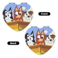 thumbnail image 2 of Pofeuu Bluey for Portable Pocket Makeup Mirror PU Cover Compact Travel Mirror with Normal and Magnifying Double Sided Glass-Heart Shape, 2 of 9