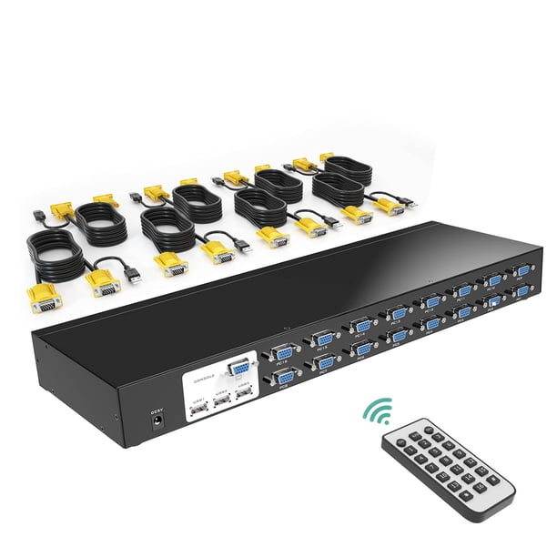 Conmutador KVM de 16 puertos MT-VIKI 1601UK-CH VGA IR remoto para montaje en rack