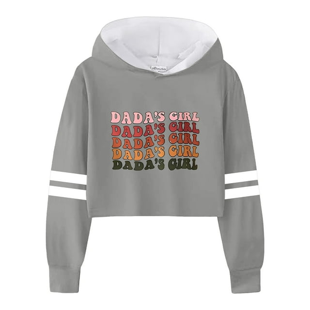 Gibobby Sudadera para Niñas Niños Casual Suelto Activo Mangas completas Sudaderas con capucha Sudaderas con capucha corto Estampado de Tops cortos para a(Gris, 8-9 Años)