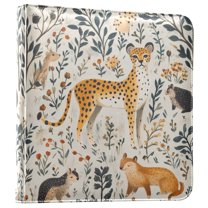 FORMRS 3 Ring Photo Album 4"x6" Self Adhesive Large Capacity PU Leather Cover, Animals in A Forest Pattern