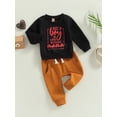 thumbnail image 3 of Suealasg Toddler Baby Boys Valentine's Day Outfit 6M 1T 2T 3T Baby Boys Clothes Long Sleeve Letter Print Sweatshirt Elastic Pants Sets 2 Piece Kids Girls Spring Clothing, 3 of 7