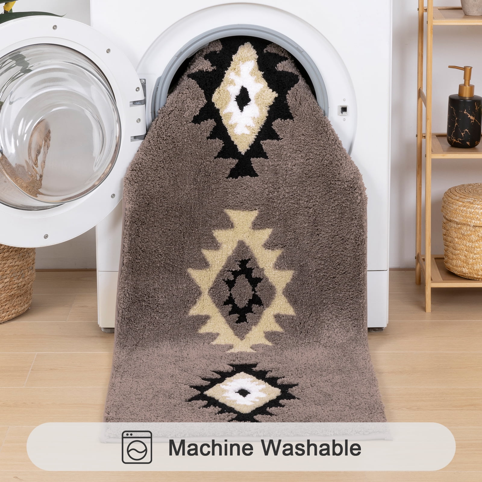 Bathroom Rugs Sets 4 Piece with Toilet Lid Cover, Non Slip Bathroom Mats Extra Soft Chenille Bath Rugs Absorbent Shaggy Rugs Perfect Plush Mats U-Shaped Toilet Rug and Toilet Cover Kitchen