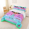 thumbnail image 2 of Castle Fairy Black Cartoon Girl Queen Comforter Set 3 Pieces,Dreamy Gradient Stars Print Comforter Sets Queen,Mint Green Peach Purple,1 Comforter and 2 Pillowcases, 2 of 6