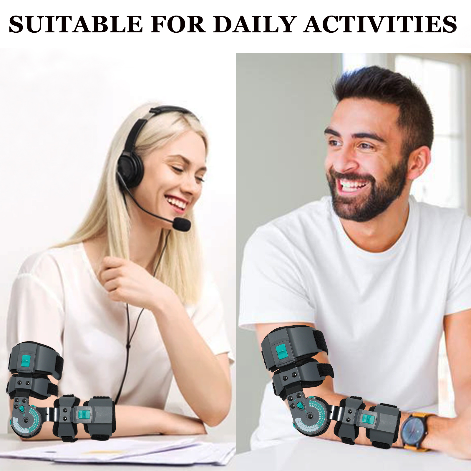 Insunen Hinged Elbow Brace Adjustable Telescoping ROM Post Op Arm Splint with Sling Stabilizer for Dislocatedand & Shoulder Strap Men & Women Surgery Injury Recovery Pain Relief (Right)