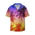 thumbnail image 4 of Salouo Palm Trees at Sunset Pattern Cuban Collar Shirts for Men Button-Down Shirt Men's Short Sleeve Shirts Hawaiian Shirts Casual Shirts -3X-Large, 4 of 6