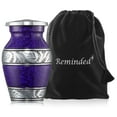 thumbnail image 4 of Reminded  Small Cremation Keepsake Urns for Human Ashes, Set of 4 Purple and Silver Miniature Urns with Velvet Case and Bags, 4 of 5