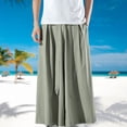 thumbnail image 2 of Men's Pants,Summer Thin Men'S Loose Ice Silk Big Leg Wide Leg Pants Large Solid Casual Harlan Flare Pants,Work Pants for Men,Pants for Men(Color:Green,Size:5XL), 2 of 9