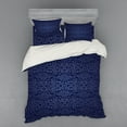 thumbnail image 2 of Ambesonne Antique Bedding Set 3 Pcs, Blue Floral Old Design, Twin, Dark Blue, 2 of 3