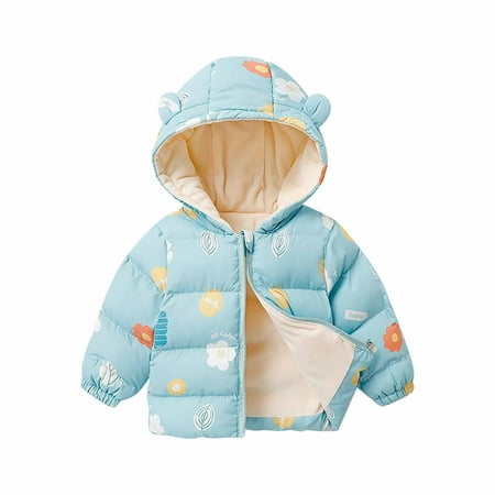 

Baby Boys Girls Winter Coat with Ear Toddlers Boys Girls Puffer Jacket Hooded Padded Zipper Jacket Outerwear Baby Clothes