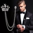thumbnail image 2 of K-KED Suit Shirt Collar Fashion Tassel Brooch For Men Rhinestone Crown Chain Lapel Pin-Silver, 2 of 9