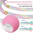 thumbnail image 6 of Interactive Cat Ball Toy with Elastic Mesh Tail, Automatic Chirping & Motion Cat/Kitten Toys, Pink, 6 of 8