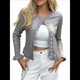 thumbnail image 1 of Suéteres Tipo Cárdigan con Botones para Mujer, Ligeros, de Larga, Cuello Redondo, de Punto, de Verano, con Abertura Frontal Gris XL, 1 of 7