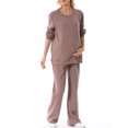 thumbnail image 4 of FOCUSNORM Women Cotton Maternity Sweatshirt Loose Solid Color Crew Neck Long Sleeve Side Zipper Pullover Tops for Fall Winter, 4 of 6