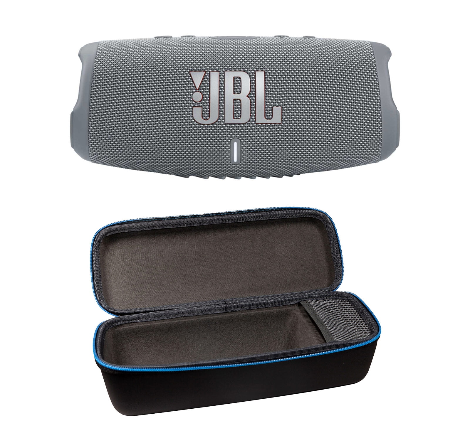 JBL Charge 5 Gray Bluetooth Speaker & divvi Hardshell Case Kit