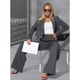 thumbnail image 6 of Women'S 2 Piece Casual Outfits Cropped Blazer Jackets High Waisted Wide Leg Work Pants Suit Set Dark Gray L, 6 of 9