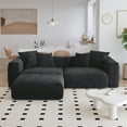 thumbnail image 1 of The Magic Home Canapé Sectionnel Modulaire Convertible en Velours Côtelé en Forme de L à 2 Places, Noir, 1 of 10