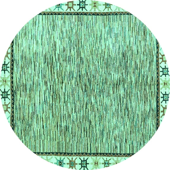Ahgly Company Indoor Round Abstract Turquoise Blue Modern Area Rugs, 3' Round