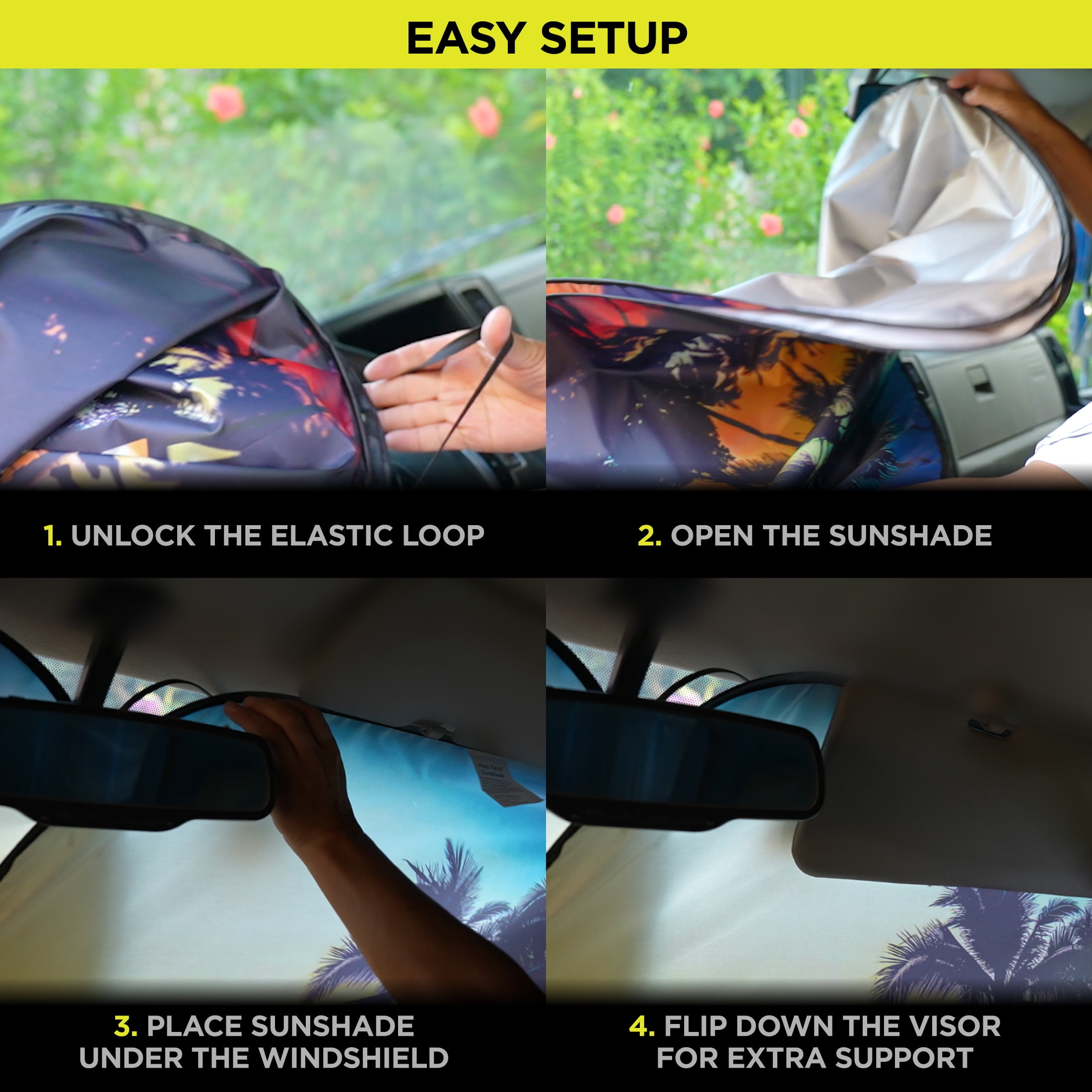 Auto Drive Super Jumbo Tropical Twist Sunshade 2 Counts 31.5" x 38"