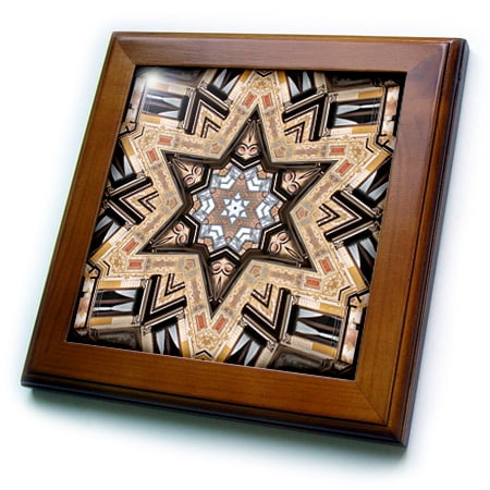 Architectural Star - 3dRose Architectural Star of David - Judaism star of David architecture design - Framed Tile, 6 by 6-inch