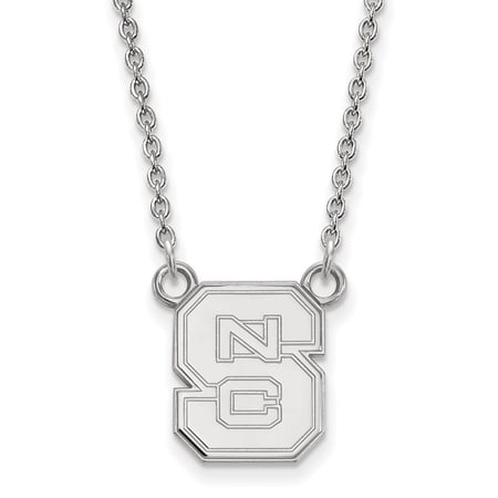 Sterling S. Rh-p LogoArt North Carolina State U Small Pendant With Necklace; 18 inch; for Adults and Teens; for Women and Men