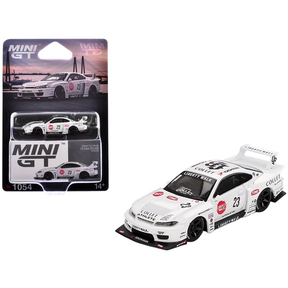 Nissan Silvia (S15) LB-Super Silhouette RHD #23 "Athlete" White with Graphics Limited Edition 1/64 Diecast Model Car by Mini GT