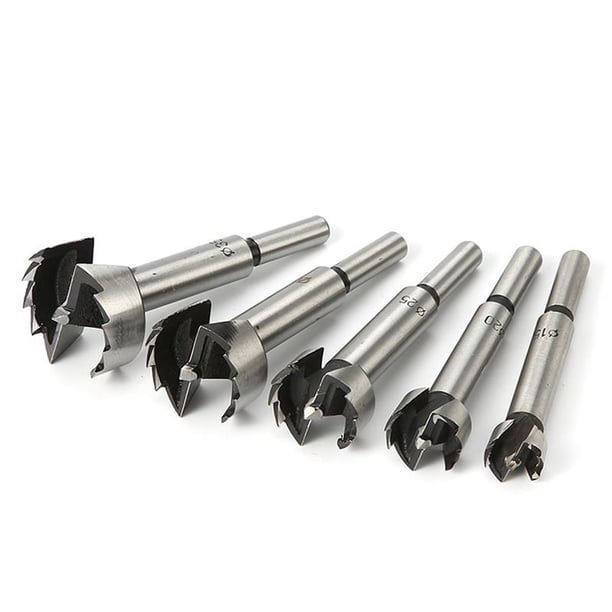 5 Piezas de 15-35 mm, Herramientas para Trabajar la Madera Forstner, Brocas para Perforar Bisagras, Vástago Redondo, Cortador de Acero para Madera y Plástico