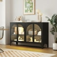 thumbnail image 5 of Foreate 53" Steel Storage Cabinet with 2 Glass Doors & COB Lights | 66lbs/Shelf Load-Bearing | Adjustable Shelves, Tempered Glass | Modern Sideboard for Kitchen/Dining, 5 of 10