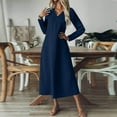 thumbnail image 6 of Womens Fall Dresses Plus Size V-Neck Solid Color Casual Pocket Long Dress(Dark Blue S), 6 of 8