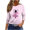 thumbnail image 6 of JTZGDY Breast Cancer Awareness Shirts for Women Plus Size Casual 3/4 Length Sleeve Crew Neck Tunic Tops Trendy 2025 Octorbor Pink Ribbon Print Graphic Oversized Tees Blouses Pink#13 XXL, 6 of 7
