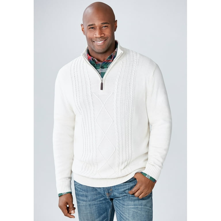 Liberty Blues Men s Big Tall Shoreman s Quarter Zip Cable Knit Sweater Walmart