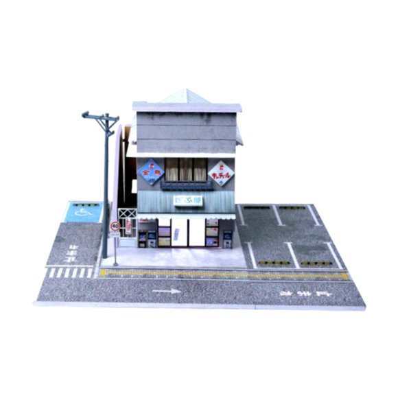 Diorama de estacionamiento a escala 1/64, escena en miniatura con luz, fondo para exhibición de modelos de autos, diorama de casa de