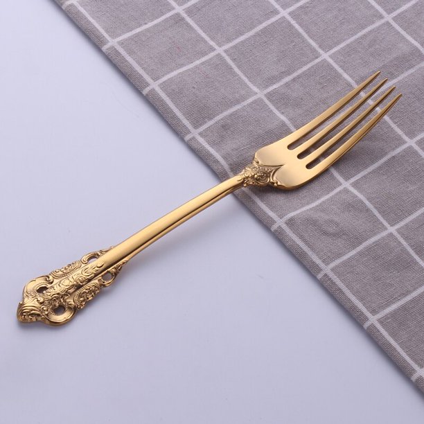 Juego de cubiertos dorados de lujo, vajilla de acero inoxidable occidental Vintage, utensilios de cocina, juego de cena, cuchillo plateado, tenedor, cuchara, 1 piezas Fivean unisex