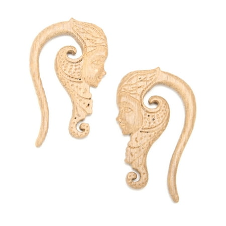 Hand Carved Organic Plug - Body Candy Womens Ear Plug Gauges Organic Hand Carved Wood Forest Nymph Hanger Plugs Stretched Ears 6G