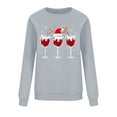 thumbnail image 4 of FDGIU Women's Christmas T-Shirt - Glitter Red Wine Glass Print, Oversized Long Sleeve Santa Hat Party Tee, Holiday Gift for Women, 4 of 6