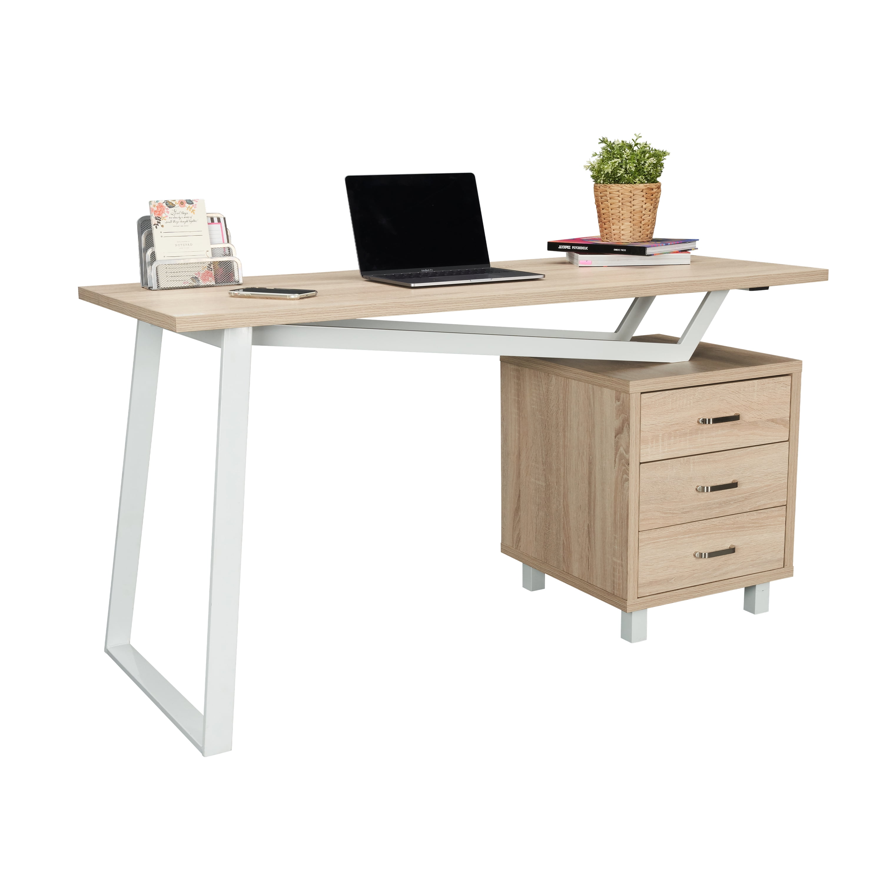 TECHNI MOBILI 59 in. W L-Shape Sand Home Office Two-Tone Desk with Storage  Computer Desk RTA-739DL-SND - The Home Depot